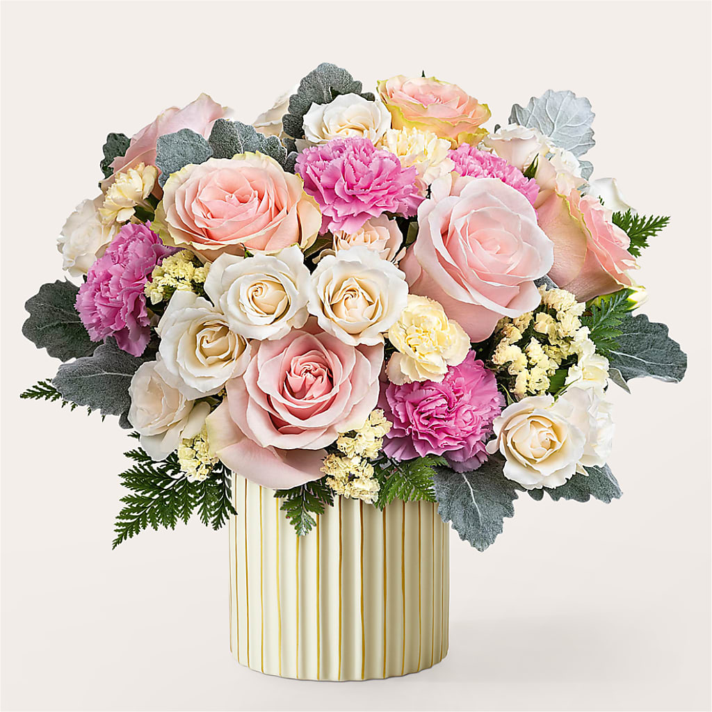 Blissful Moments Bouquet with Ivory Vase – Akd Florist, Santa Maria CA