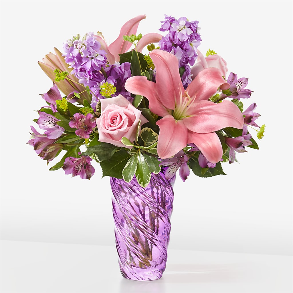 Precious Petals Bouquet with Luxe Swirl Vase – Akd Florist, Santa Maria CA