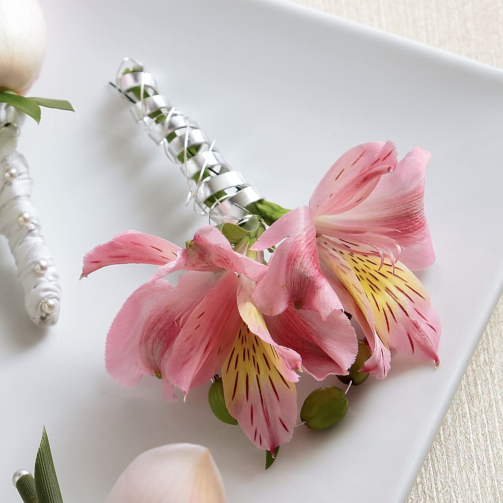 Pink Peruvian Lily Boutonniere – Akd Florist, Santa Maria CA