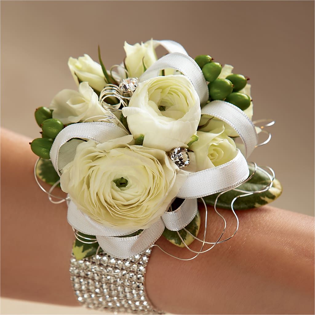 White Wedding Corsage – Akd Florist, Santa Maria CA