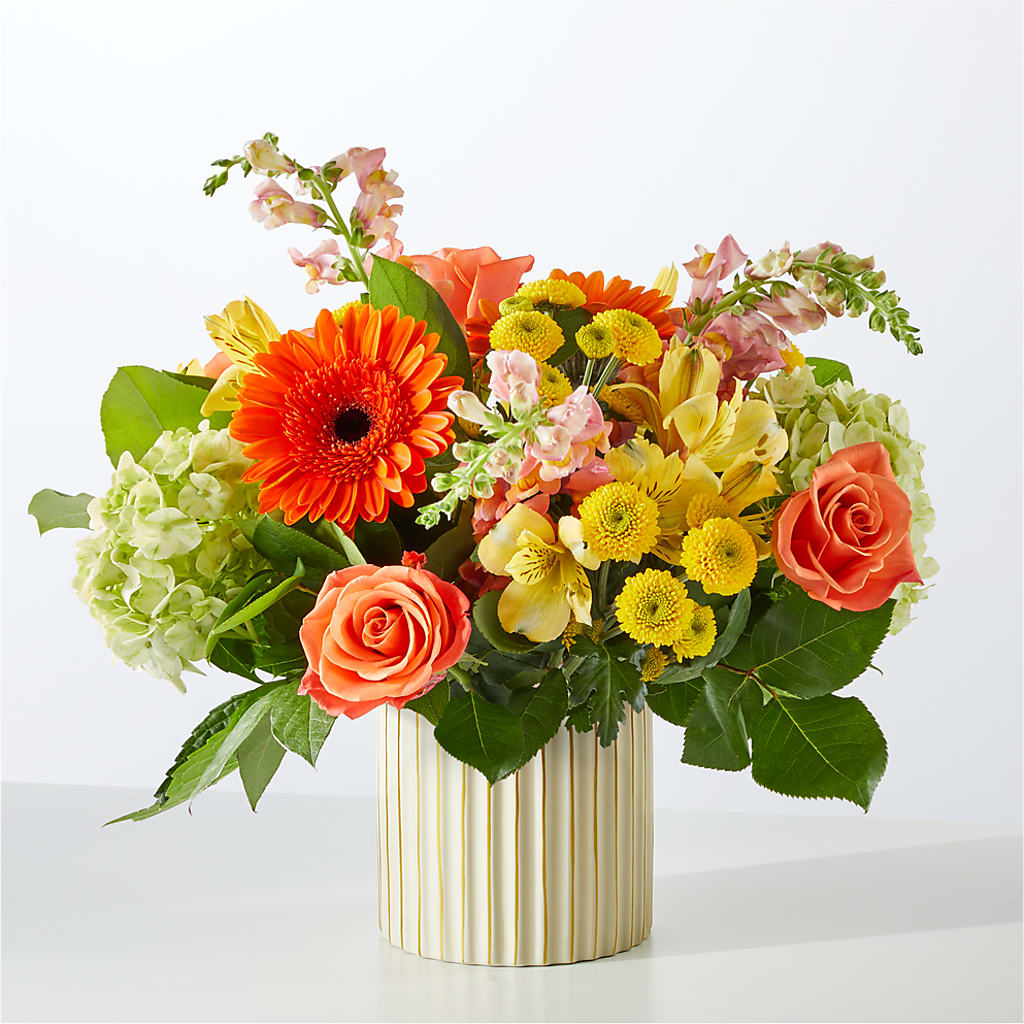 Autumn Sunshine Bouquet with Ivory Vase –  Akd Florist, Santa Maria CA