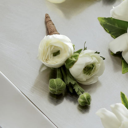 White Ranunculus Boutonniere –  Akd Florist, Santa Maria CA