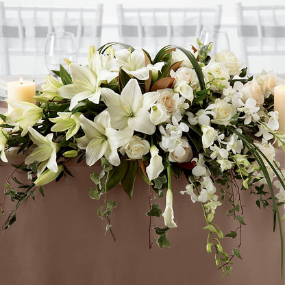 White Linen Arrangement –  Akd Florist, Santa Maria CA